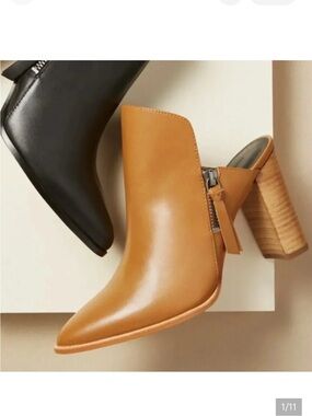 Rebecca Minkoff Aiden cognac Tan Leather Pointed Mule with Stacked Heel 8